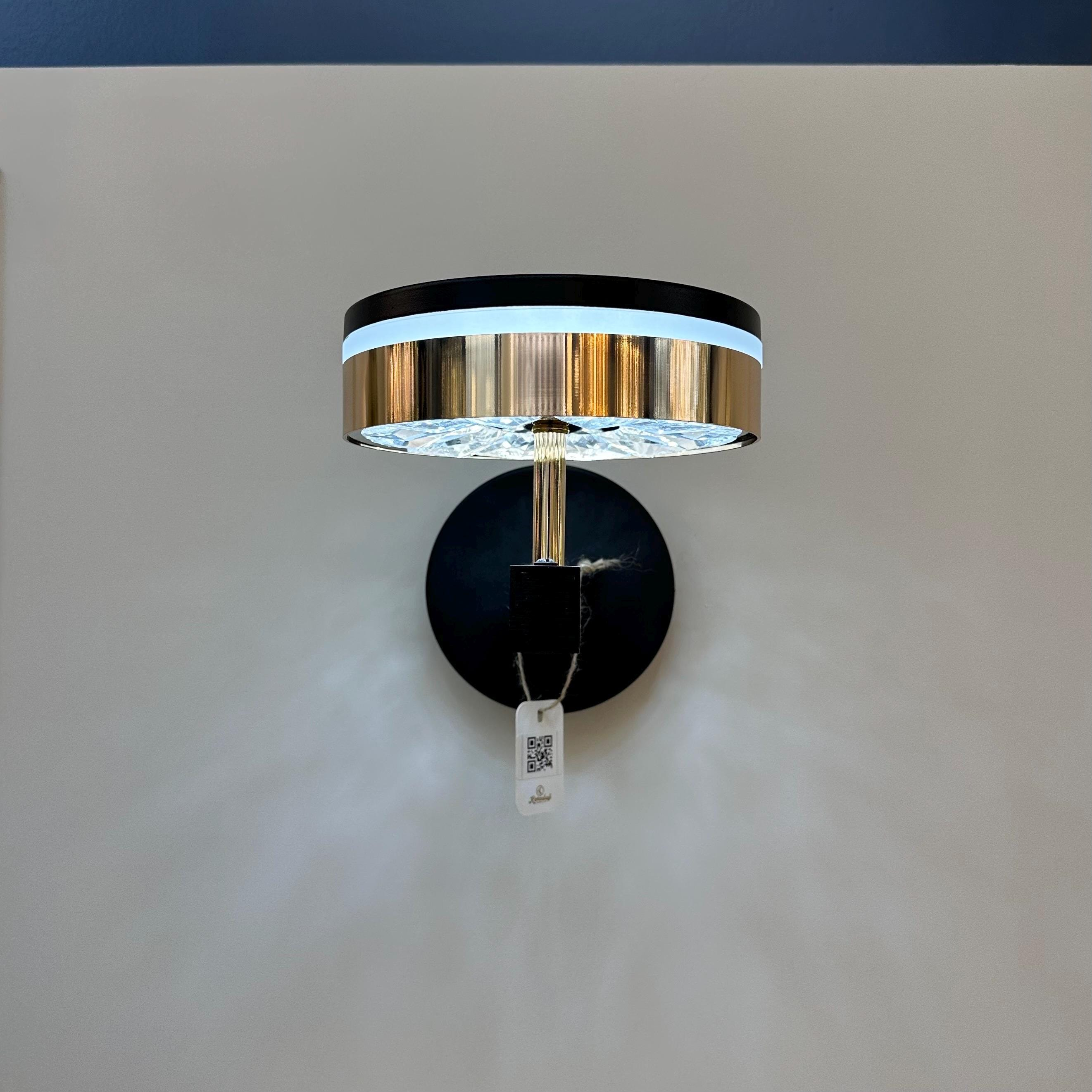 Rose Gold and Matte Black Crystal LED Wall Sconce, Modern 3 Color Wall Light for Bedroom, Hallway, Living Room, and Bedside