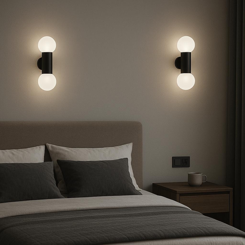 Brushed Brass Double Opal Glass Wall Sconce, Modern G9 Globe Wall Light for Bedroom, Hallway, Bathroom, and Living Room