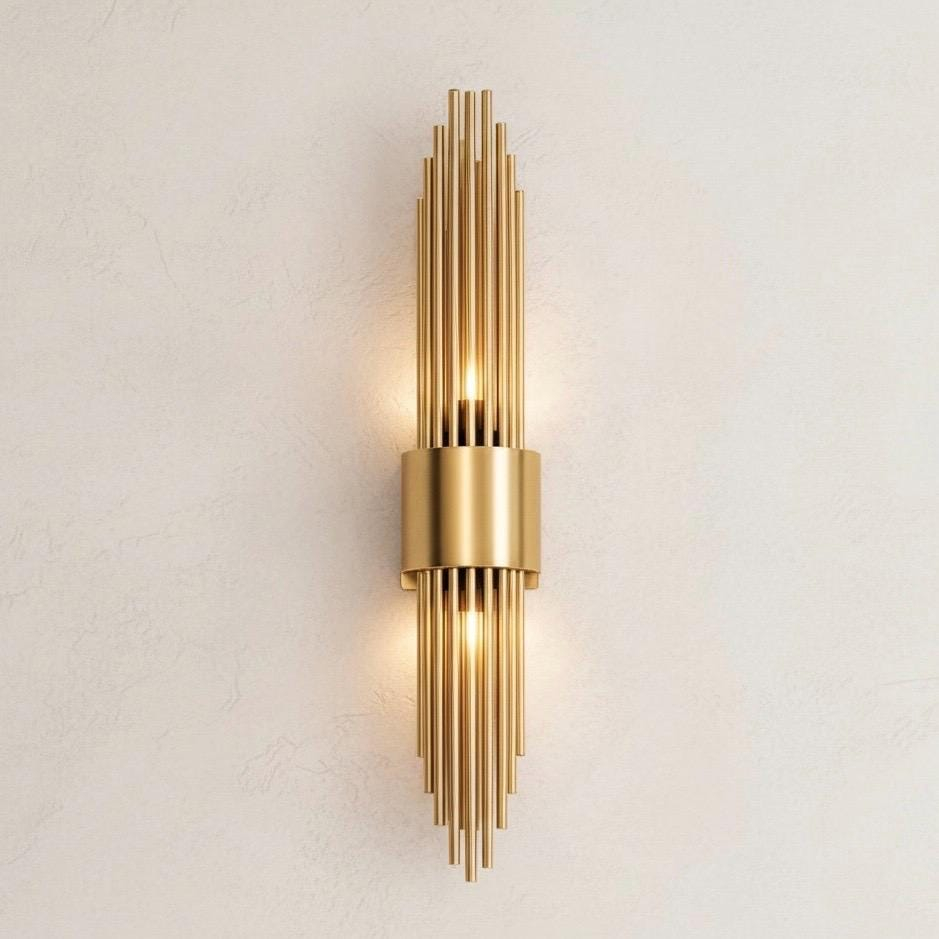Matte Black Art Deco Vertical Wall Sconce, Modern Linear E14 Wall Light for Bedroom, Hallway, Living Room, and Entryway