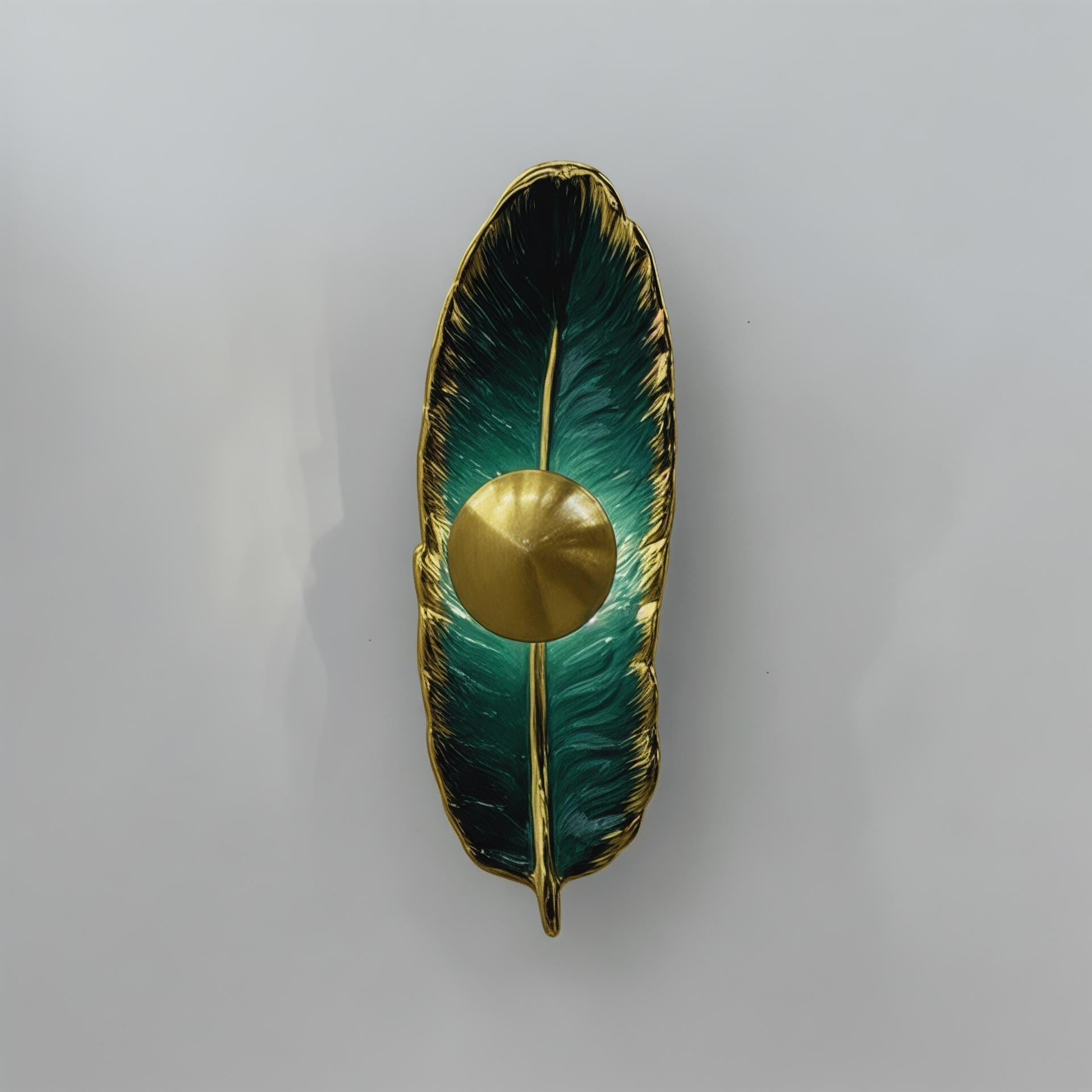 Gold Feather LED Wall Sconce, Decorative Botanical Wall Light for Bedroom, Hallway, Living Room, and Entryway